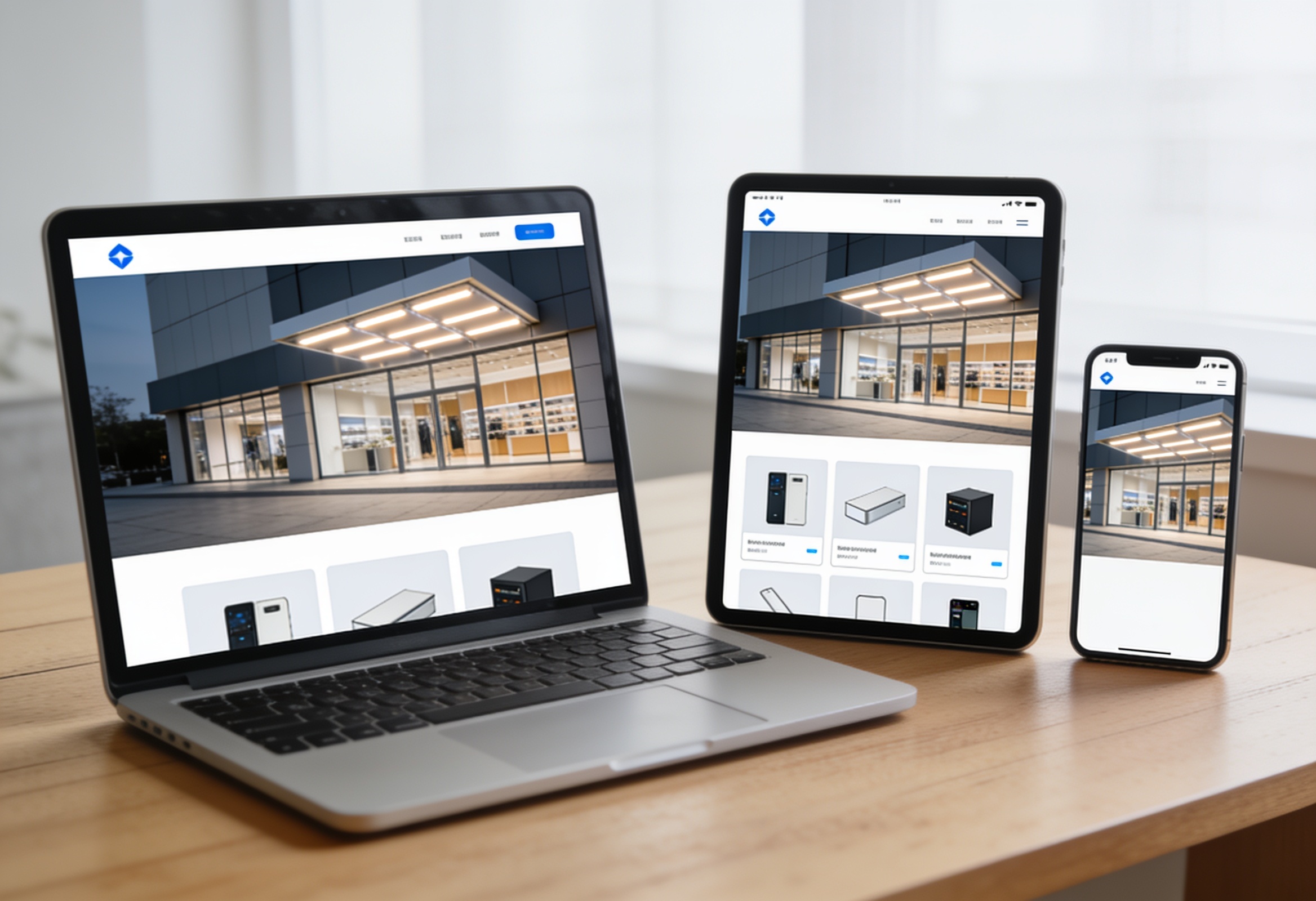 Responsive website design shown across desktop and mobile devices